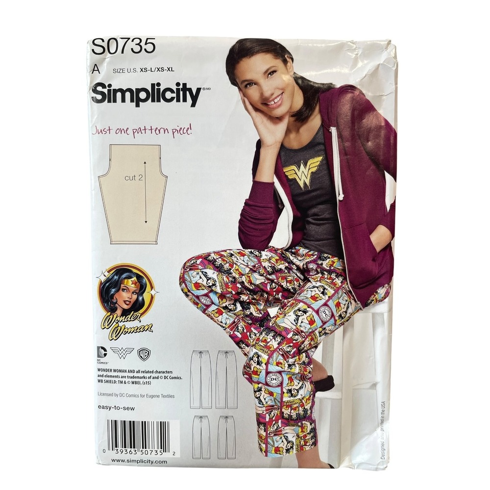 Simplicity S0735 Sewing Pattern Kids Adult XS-XXL Multi Wonder Woman Pants